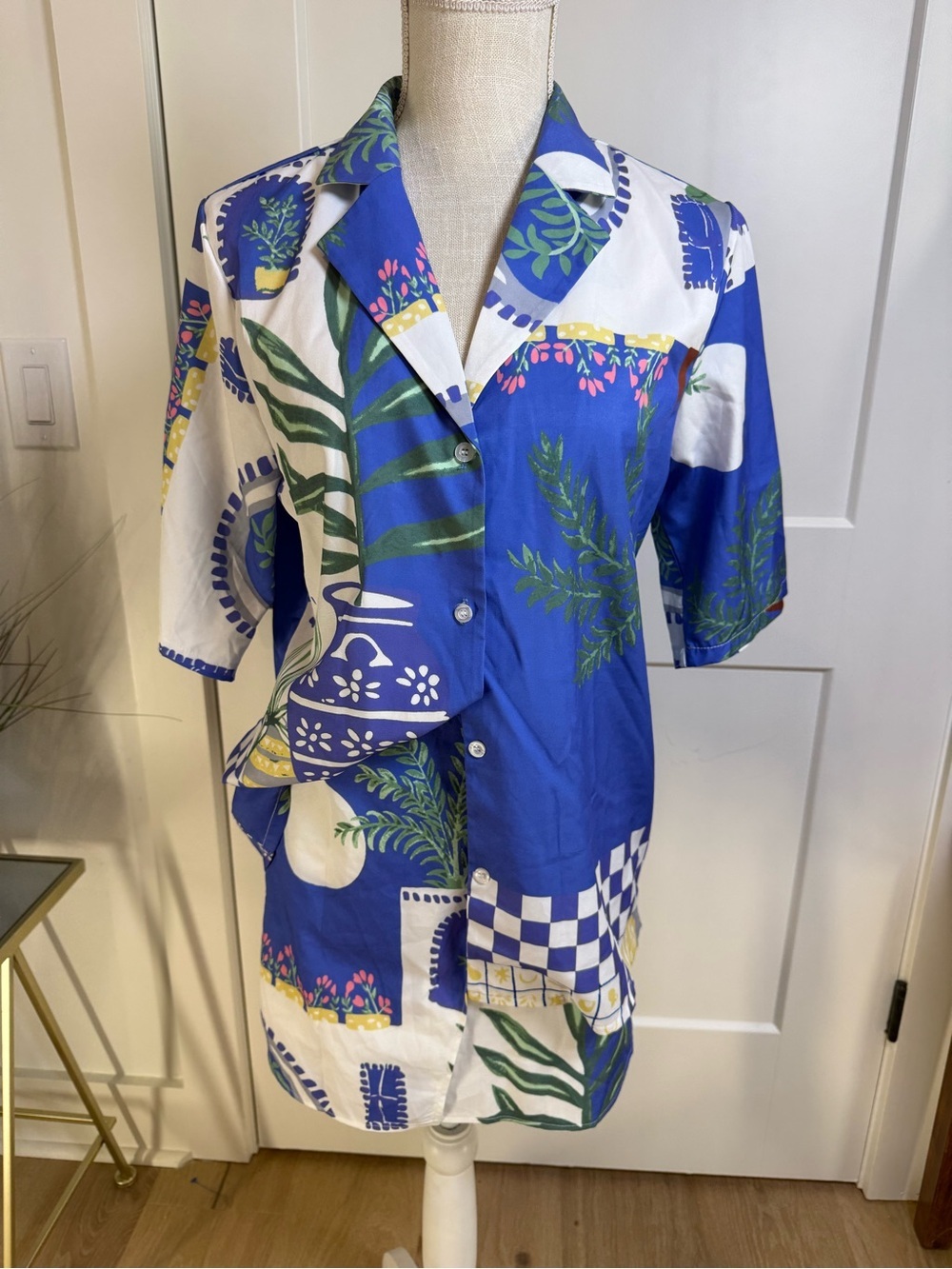 Women’s Mediterranean Print 2-Piece Skirt Set Blue & White | Size Small | Coasta